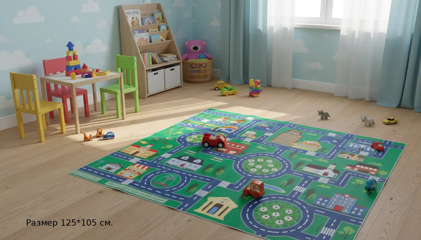 Коврик Дорога для изучения ПДД 125х105 см  фото 2